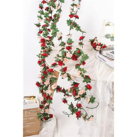 5 Pack 47 FT Fake Rose Vine Flowers Plants Artificial Flower Hanging Rose Ivy - Picture 6 of 6